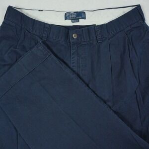 Polo Ralph Lauren Hammond Pant Men 36X30 (Fits 34x29) Navy Pleated Cuffed Chinos